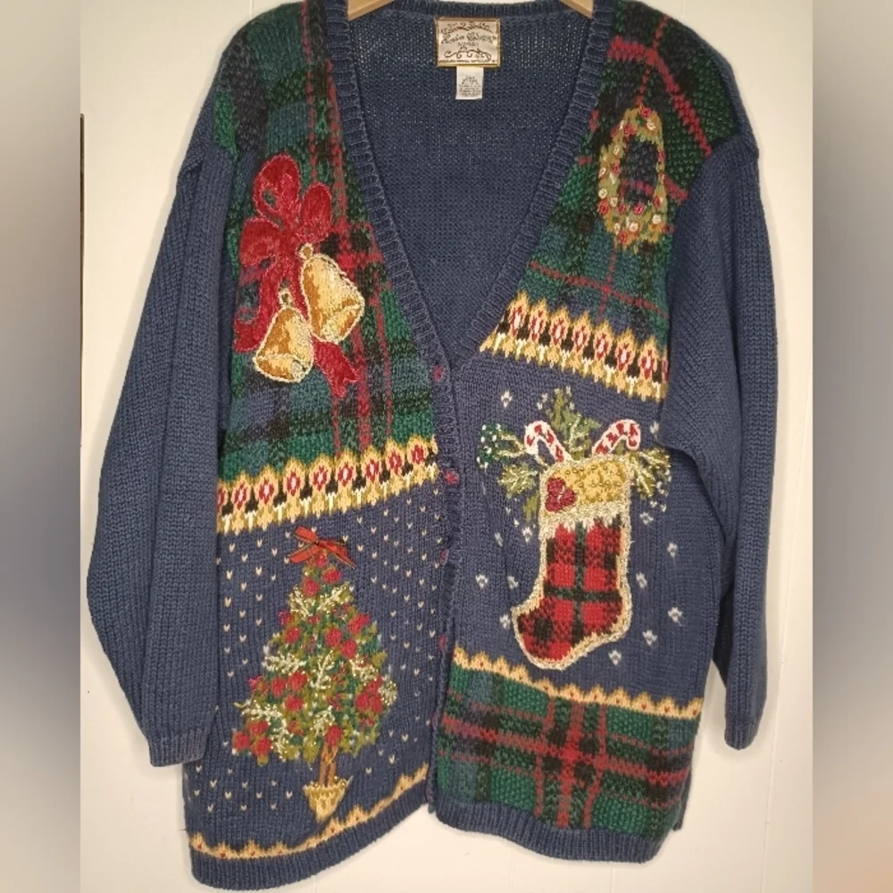 Festive Holiday Cardigan with Embroidered Accents
